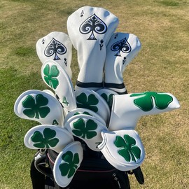 Set of 10 PU Leather Iron Head Covers with Closure (White)