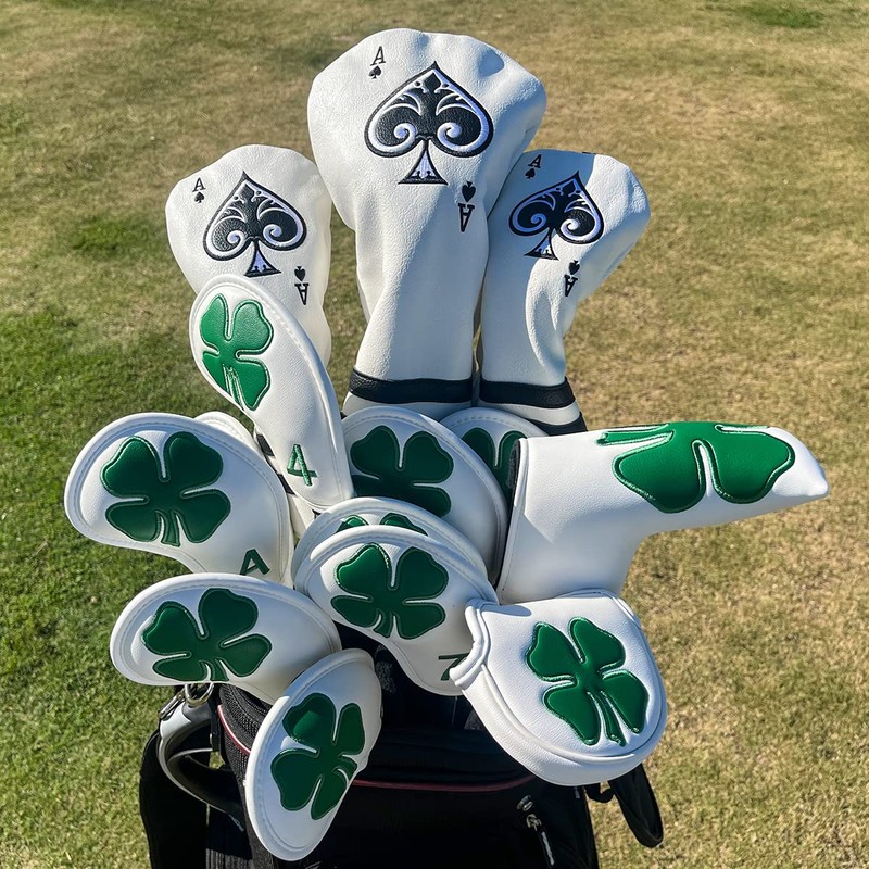 Set of 10 PU Leather Iron Head Covers with Closure