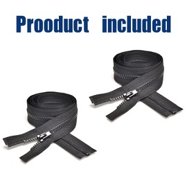 Sawoake 2PCS #5 15 Inch Separating Jacket Zippers for Sewing Coats Jacket Zipper Black Molded Plastic Zippers Bulk Tailor DIY Sewing Tools for Garment/Bags/Home Textile