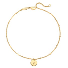 MEVECCO Dainty Gold Beaded Anklets for Women Initial Anklet Bracelets Gold Plated Boho Beach Disc Foot Chain Ankle Bracelet for Women Jewelry Gifts