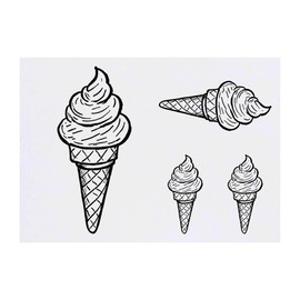 Azeeda 4 x 'Eistüte' Temporäre Tattoos - Wasserfest, Hautfreundlich & Ungiftig · Transfers in Verschiedenen Größen (TO00075290)