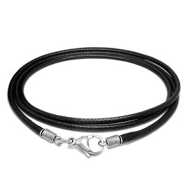 Deelfel Chain Men's Necklace, Choker, Wax Cord Necklace, Black, Cord, Adjustable, Stainless Steel, Hypoallergenic, Birthday, Party, Gift, Stylish Accessory, Stainless Steel