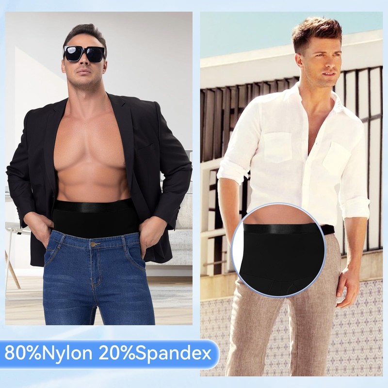 FlyJumper Mens Tummy Control Shorts High Waist Slimming Shapewear Black