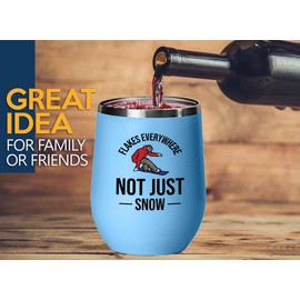 Snowboarding Blue Edition Wine Tumbler 12oz - Flakes everywhere - Ski Snowboard Goggles Snowboarder Skiing Snowboarding Gift Skiers Hiking Mountain