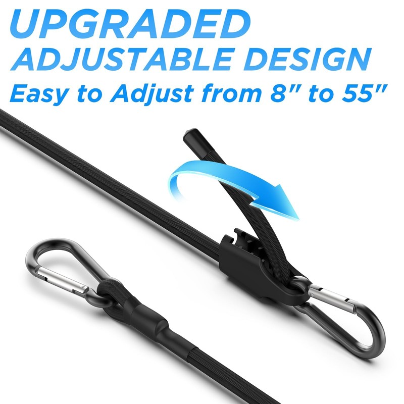 SDTC Tech 48 Inch Adjustable Bungee Cords with Carabiner Hooks