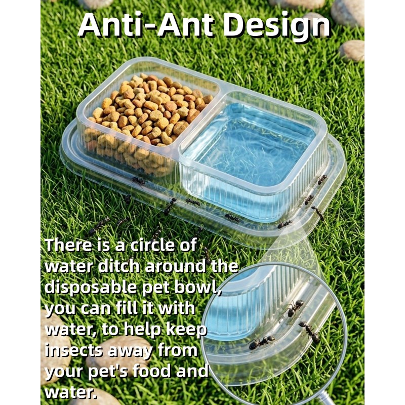 Virtue morals 100 Pcs Disposable Pet Bowls, Plastic Double Dish,