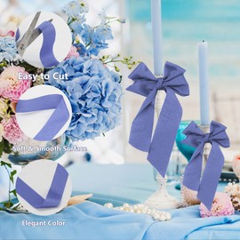 Luabue Dusty Blue Ribbon 45 Meters, 25mm Blue Chiffon Ribbon for Gift Wrapping 49 Yd Blue Silk Chiffon Ribbons for Crafting Hair Bow Wedding Invitation Bouquet Party Decoration