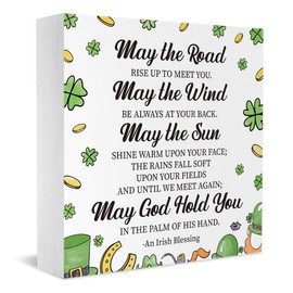 St Patricks Day Decor Irish Blessing Wood Sign Shamrock Decor Ireland Gifts for Men Women Family St Patricks Day Decorations for Home Office Bedroom Living Room Desk Table Shelf 5 X 5 Inches
