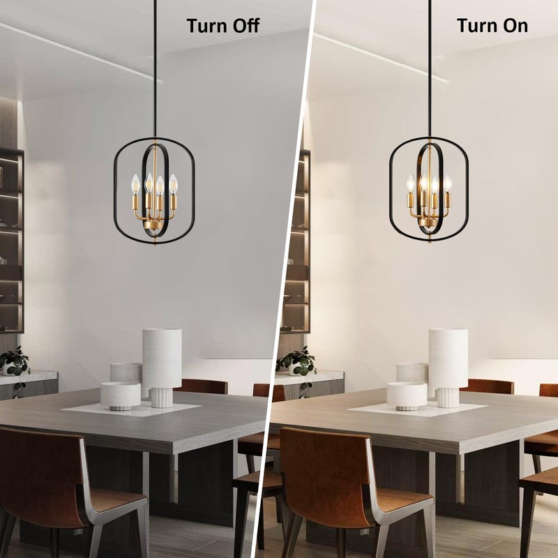 Black and Gold Chandelier for Dining Room Light Fixture, Chandelier