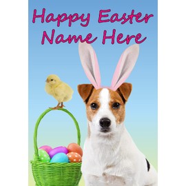 eb63 Jack Russell Terrier Dog Fun Cute Happy Easter Greeting Card a5, Can be Created for Any Event