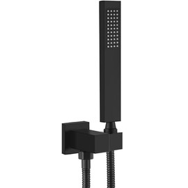Heyalan SUS304 Stainless Steel Handheld Shower Wand High Pressure Luxury Shower Set High Flow Rectangle Hand Shower Spray with Wall Connector Holder and hose, Straight Style Matte Black
