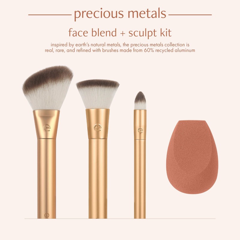 EcoTools Precious Metals Face Blend & Sculpt Set, Makeup Brush