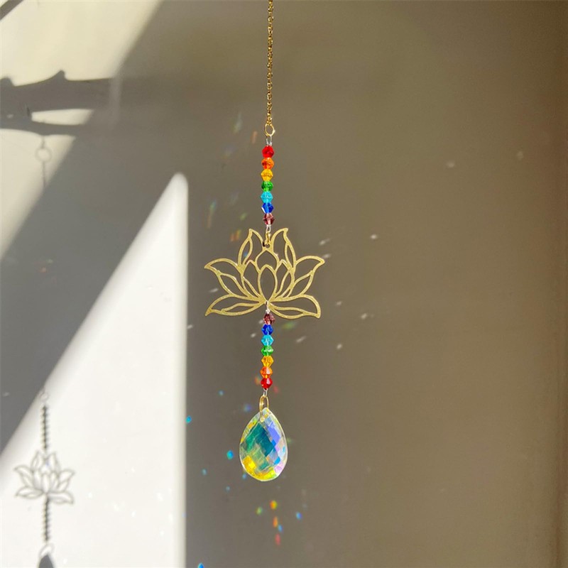 Suncatcher with Amethyst Crystal Hanging - 4 Pcs Hanging Suncatcher