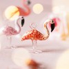 Set of 2 Flamingos Glass Hanging Ornaments Hand Blown Pink
