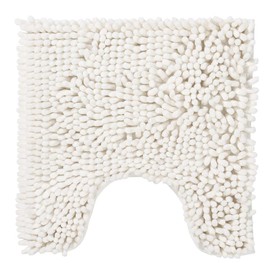 PANA® Chenille Toilet Mat with Scoop Neck for Toilet (45 x 45 cm) • Non-Slip Toilet Mat with Cut-Out • Bathroom Rug Toilet • Washable • Colour: Cream