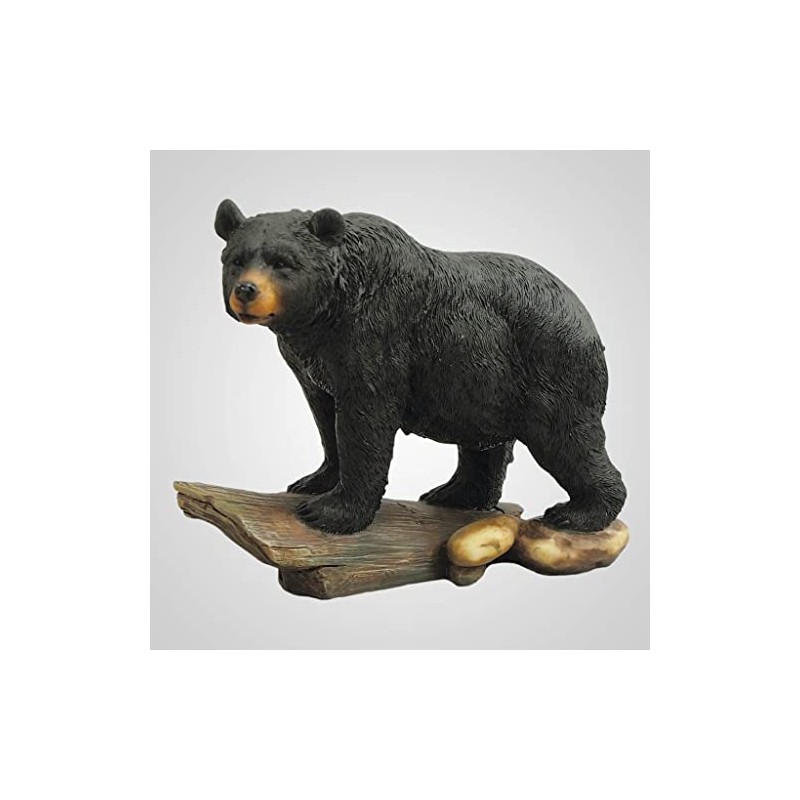 Lipco Poly Stone Bear On Log Figurine, 6.5-inch Length, Tabletop