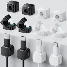 Knox Home & Health 12 Pack Magnetic Cable Clips, Cord Organizer for Cable Management, Home Office Wire Holder for Desk Nightstand, Adhesive Phone Charger Anchor