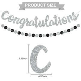 BEISHIDA Silver Congratulations Banner(NO-DIY),2024 Graduation Banners, Grad Congrats Class of 2024 Party Supplies,Garland for Congratulation Graduation,Wedding,Retirement Party Decor