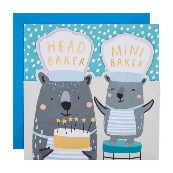 Hallmark Large Father's Day Card - Cute Die Cut Baking Bears Design (25568339)