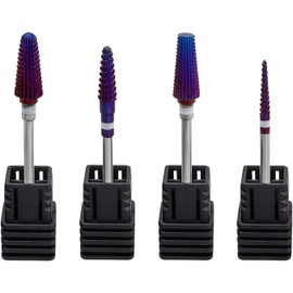 Bestgle 4個 ネイルドリルビット 3/32インチシャンク 5 in 1多機能 ネイルマシン ビット キューティクルネイルドリルビット 電動ネイルファイル用 電気除去 キューティクルデッドスキンマニキュアツール F（微研削）+M（中仕上げ）