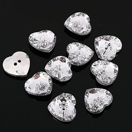 CraftbuddyUS AB5 23mmx20pcs Sew on Diamante Heart Buttons Sparkle Acrylic Crystal Rhinestone