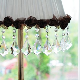 Pack of 20 Clear Crystal Maple Leaf Chandelier Prisms Suncatcher Pendants Hanging Connected Glass Octagon Beads for Chandelier Wedding Home Decor(63mm)