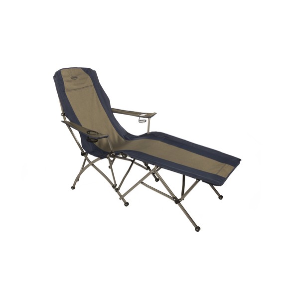 Kamp-Rite Folding Lounge Chair, Tan/Blue