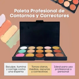 Paleta De 15 Correctores Premium Maquillaje Alta Cobertura F 15 Tonos