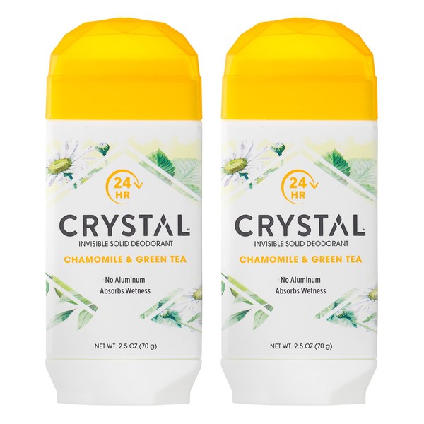 Crystal Deodorant, Chamomile & Green Tea, No Toxic Aluminums, Paraben Free, Hypo Allergenic, Artificial Fragrance Free, Vegan & Cruelty Free, 2.5 oz (Pack of 2)