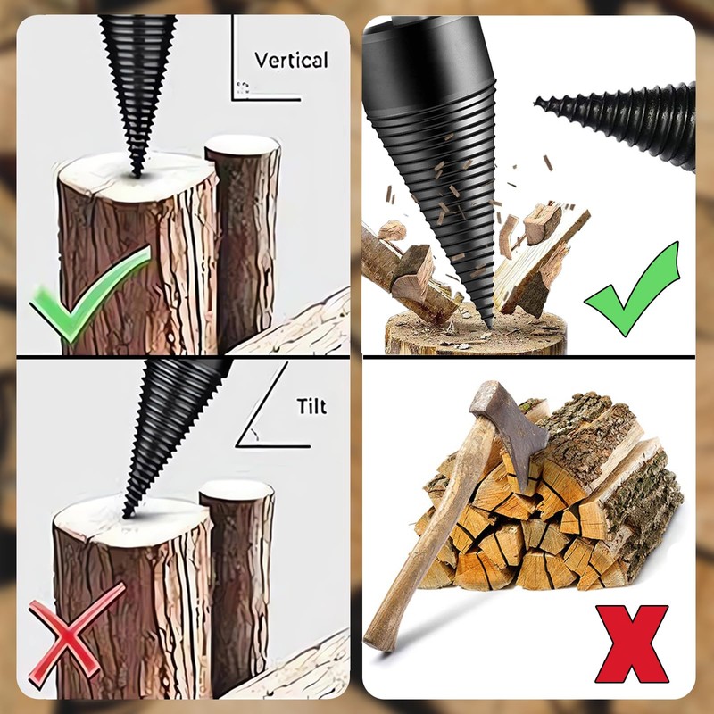 4 Piece Set Firewood Drill Bits Wood Splitter Wood Splitter