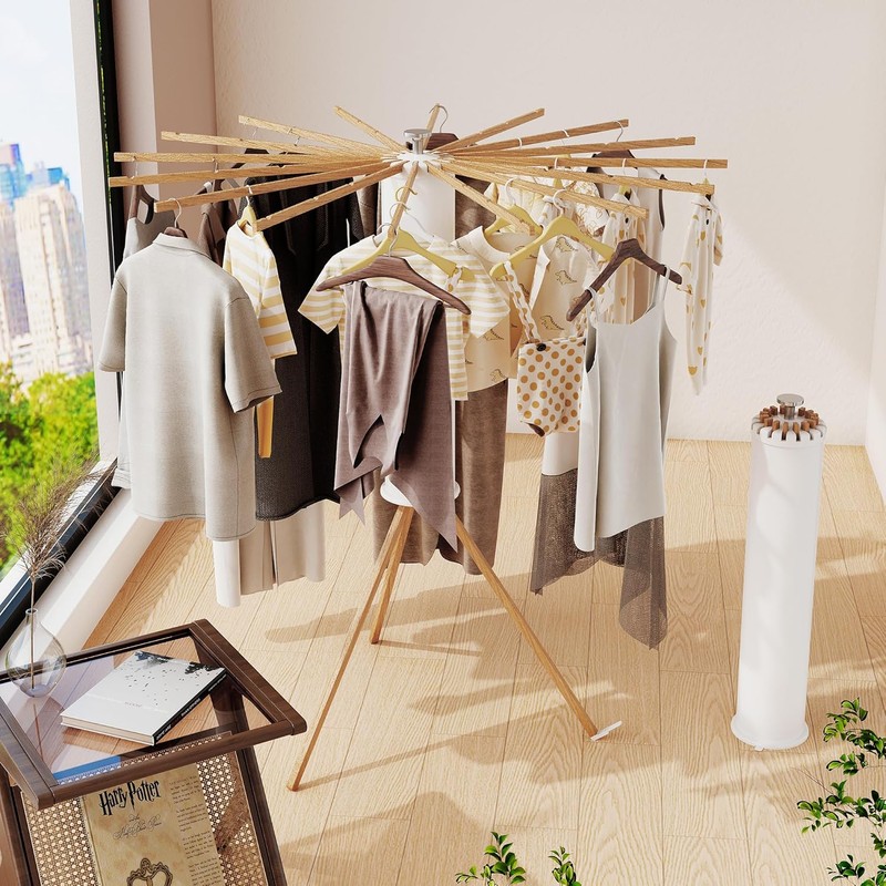 Clothes Drying Rack Foldable,Laundry Drying Rack,Drying Rack Clothing(16 Wood Poles),Clothes