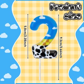 Threlaco Threlaco Toy Inspire Game Birthday Number Candles Cartoon Cake Topper Blue Sky and White Cloud Cow Birthday Candle for Boy Girl Party Decor Supplies(Number 2)