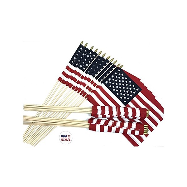 12"x18" US Stick School Classroom Flags MADE IN THE USA, American Made 12x18 Flag is Mounted on a 30" Wood Staff, Beautiful Colors, Fast Shipping (3 Dozen)