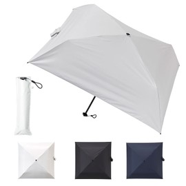 Moonbat Masu Men's Parasol, Square Folding Umbrella, Solid Color, 19.7 inches (50 cm) (Ultra Lightweight, Ultra Slim), solid/white