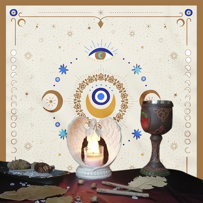 Zeizafa Tarots Tablecloth Eye Moon Pattern Altars Cloth Divinations Card