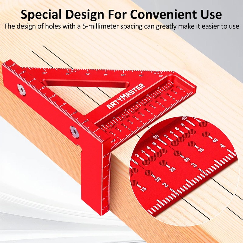 Mini 3D Multi-Angle Measuring Square Ruler, WT102C High Precision Hole