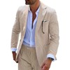 Seersucker Slim Suits Men Formal Summer Beach Wedding Grooms 2