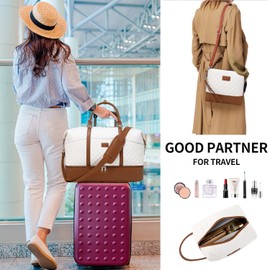 Weekender Bags for Women with Toiletry Bags Large Overnight Bags Travel Duffel Bag Carry On Shoulder Weekend Tote with Shoe Compartment and Wet Pocket for Girls Airplane Traveling, Gym