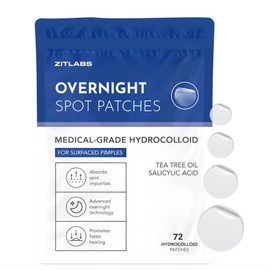 ZITLABS Pimple Patches for Face | Hydrocolloid Acne Patches with Tea Tree Oil & Salicylic Acid | For Zits, Blemishes, Breakouts | Medical-Grade Hydrocolloid | Overnight PM Patches | Pack of 72