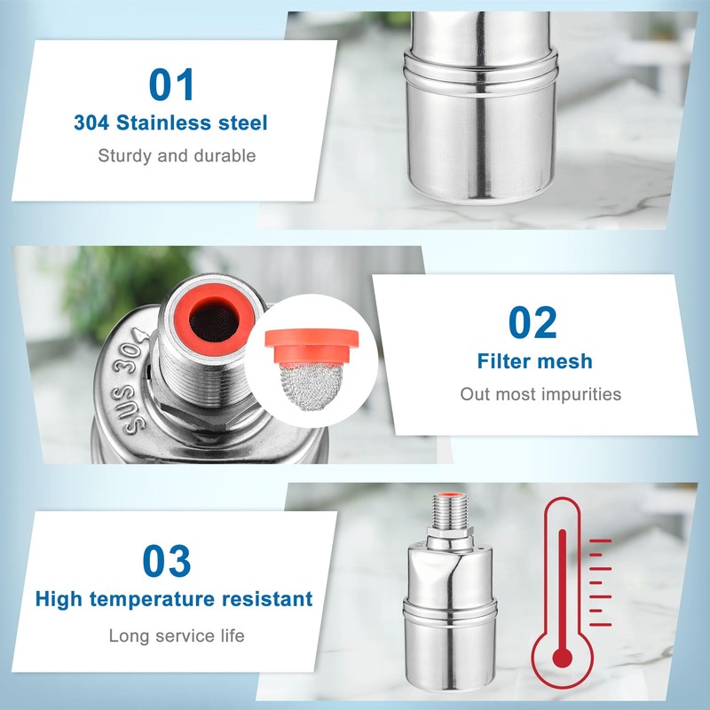 Mornajina 1/2" 3/4" 1" Automatic Float Valve, 304 Stainless Steel
