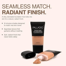 Palladio Base Líquida Powder Finish, Apariencia Mate Natural, Reduce las Líneas Finas, Cubre los Poros Grandes, Oculta las Imperfecciones, Uso Duradero Todo el Día, Vanilla