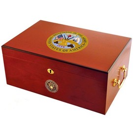 Cuban Crafters U.S. Army American Emblems Cherry Humidor, 120 Count