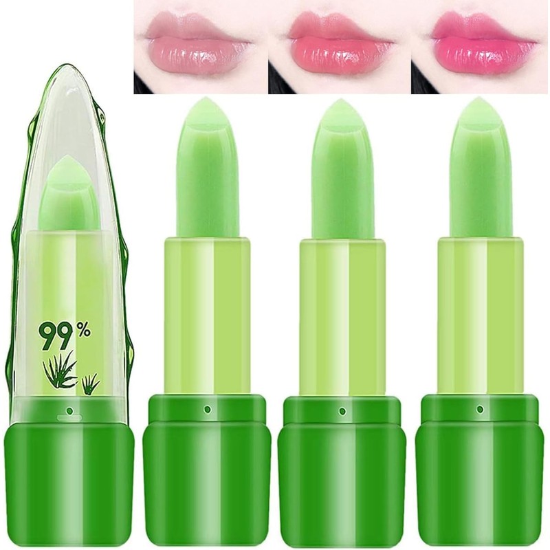 Generic Long Lasting Crystal Jelly Aloe Vera Lipsticks Temperature Color