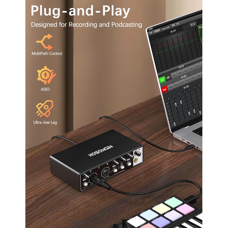 HOSONGIN USB Audio Interface for PC and Mac Recording Music,