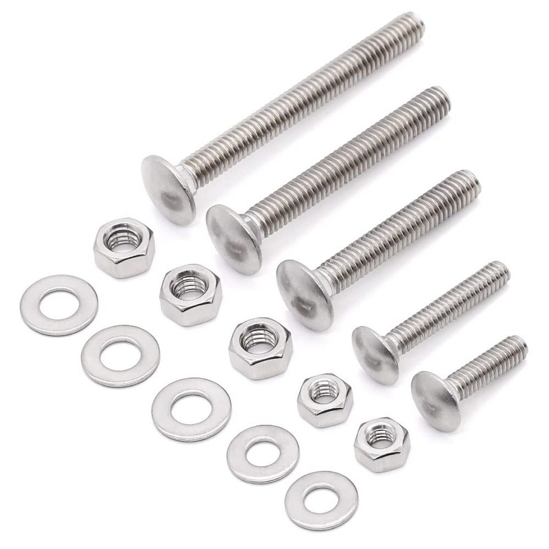 Glvaner (6 Sets) 3/8-16 x 3 Stainless Steel Carriage Bolts