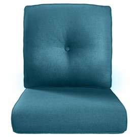 ACTREST Pop 22x25/22x24 Outdoor Seat Cushions - 1 Set High Back Deep Seat Patio Furniture Pillow for Wicker Dining Swivel Rocking Chairs Rattan Loveseat Couch Sectional Sofa - Peacock Blue/Button