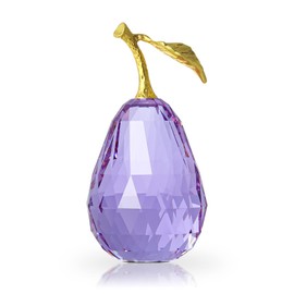 JATYFING Exquisite Crystal Pear - A Precious Blend of Artistry and Utility Glass Fruit Decor Kitchen Decor Collectible Paperweight (Purple)