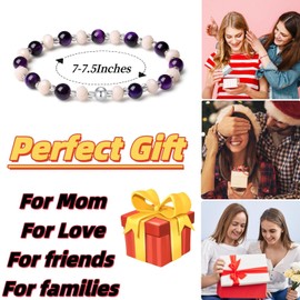 MetJakt Handmade Gem Semi-Precious Gemstone 6mm Round Beads Stretch Bracelet with Ball Bracelet Stretchable - 7 Inches | Unisex Bracelet (Purple Tiger's Eye)