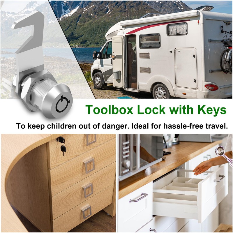 Hecfu 2 Pcs Tool Box Locks with Keys, Hook Cam,
