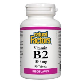 Natural Factors - Vitamin B2 Riboflavin 100mg, Support for Energy & Normal Metabolism, 90 Tablets